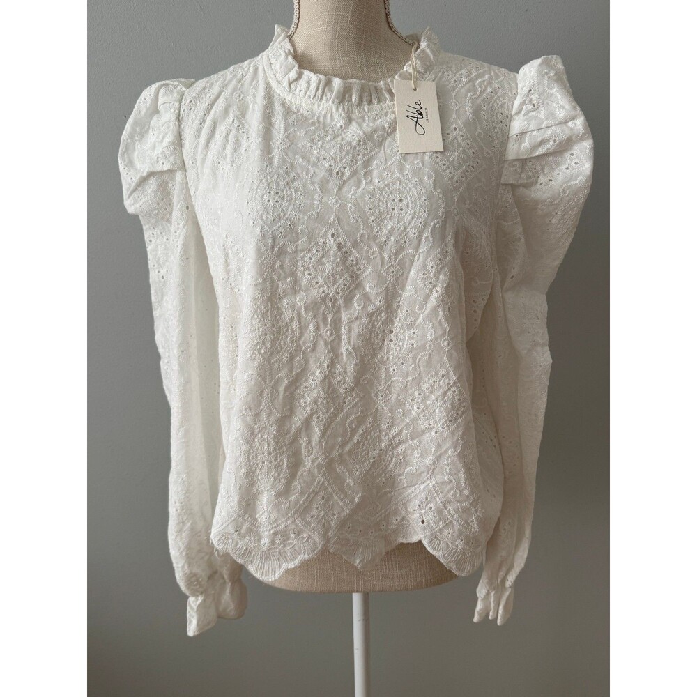 NEW Able Los Angeles Women's Eyelet Cotton Blouse Size L Prairie Cottage Boho